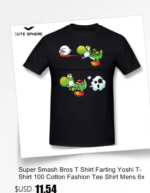 Футболка Super Smash Bros, Farting Yoshi, 100 хлопок, модная мужская футболка, 6xl, Милая футболка с коротким рукавом и принтом