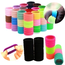 

50/100pcs Black/Colorful Elastic Hair Bands Rubber Bands Women Girls Scrunchie Ponytail Holder Tie Gum for Hair Accessories