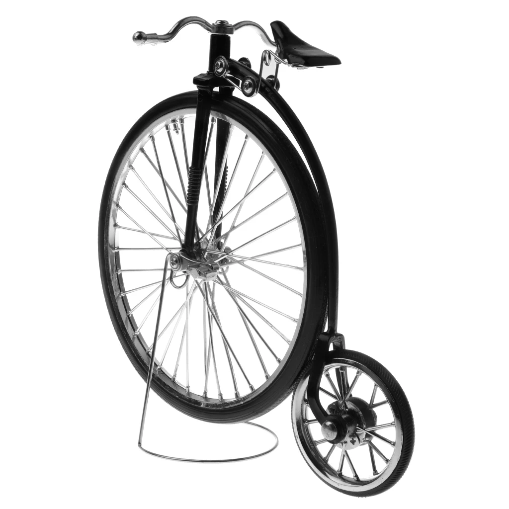 1/10th Retro Diecast Bicycle High Wheel Bike Model Collection Toy Gits Black