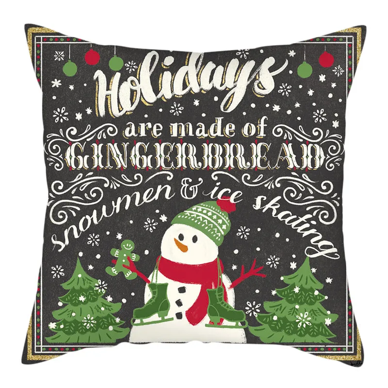 Fuwatacchi Santa Claus Printed Cushion Cover Christmas Pillow Covers Polyester Decoration Pillow Cases for Home Sofa 45X45cm