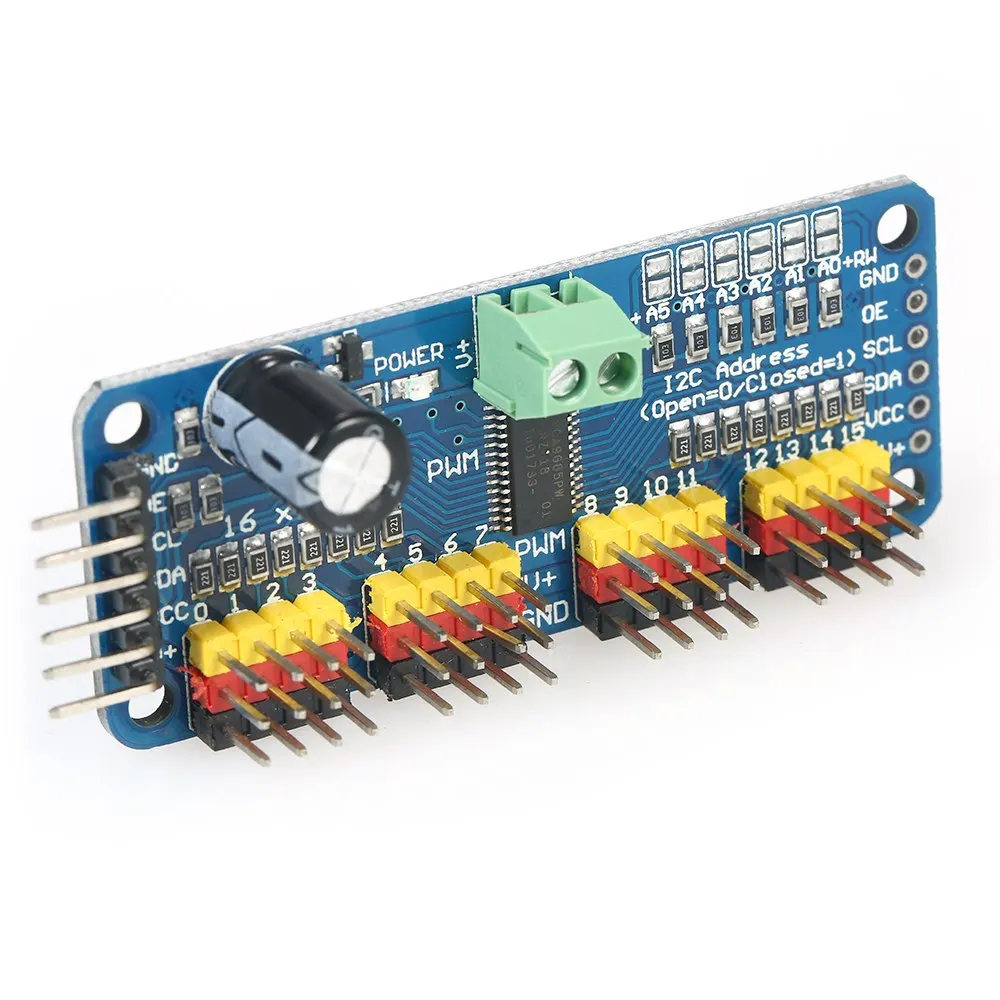 

Driver Board Module 16-Channel 12-Bit PWM Servo Motor Driver Board Module Drive Controller IIC Interface For Arduino Robot