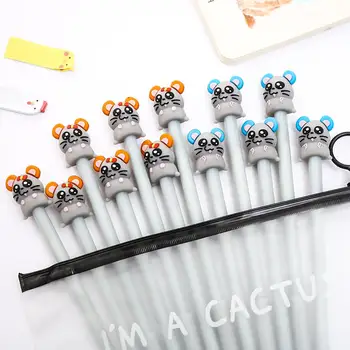 

12Pcs/pack Creative Funny Mouse Rat Animal Gel Pens Blue Stationery School Office Pencil Case Bag Cute Kawaii Thing Stationary