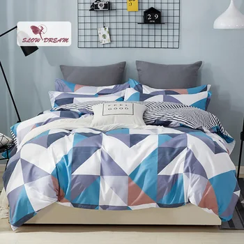 

SlowDream Bedding Set Nordic Bedspread Bed Linen Set Bed Cover Flat Sheet Color Diamond Duvet Cover Bedroom Decor Home Textiles