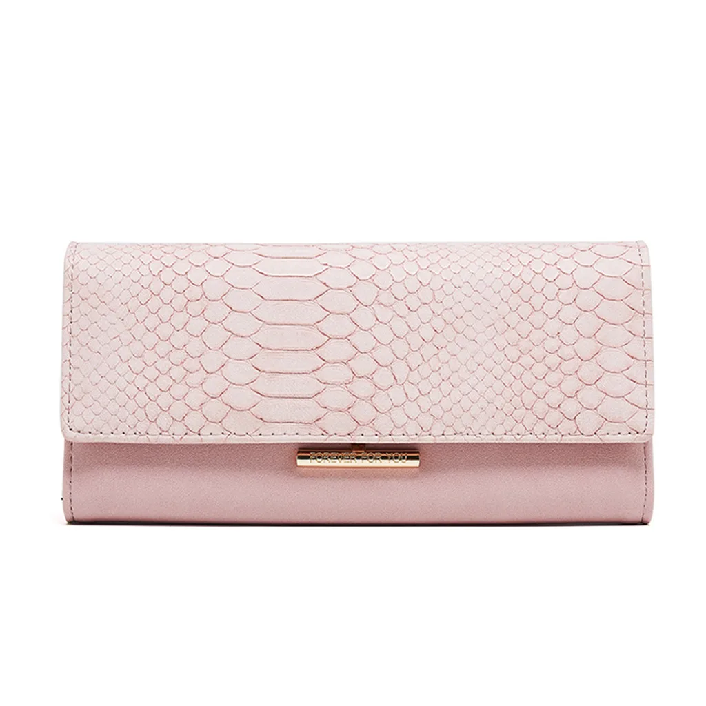 Pink Клатч однотонные кожаные кошельки для женщин новые длинные руки с кошельком сшивание кошелек с ассиметричным дизайном кошелек женский#40 - Цвет: Pink