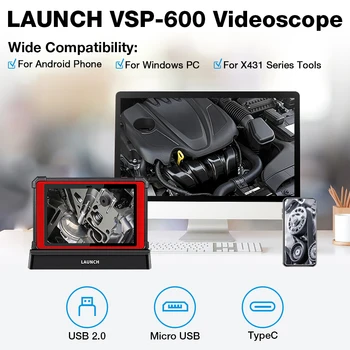 LAUNCH X431 Videoscope HD Inspection Camera VSP600 Endoscope Viewing Video&Images of Hard-to-reach work on Android X431 PRO V 3