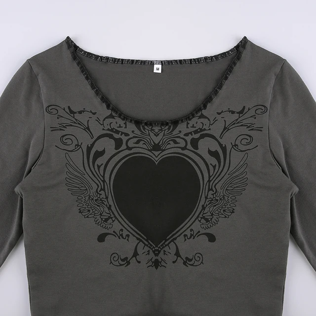 Crop top blouse with goth look in gray