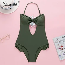 Женский купальник Simplee с цветочным принтом, летний купальник с оборками, цельное боди большого размера, привлекательное монокини с узелком, купальный костюм