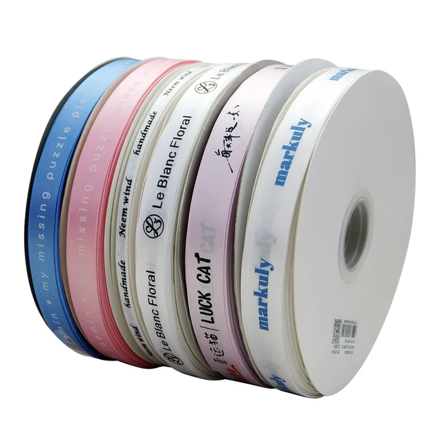 HAOSIHUI 6mm-100mm ruban plat imprimé personnalisé Logo personnalisé ruban en Polyester rubans de Satin d'anniversaire de mariage 100 yard/lot 5