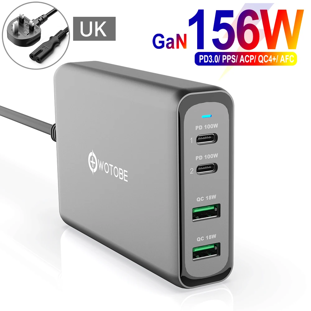 65w fast charger WOTOBE 156W GaN Charger USB-C Power Adapter,4-port PD100W PPS 65W 45W QC4.0 for  iPhone 13 MacBook Samsung HP Dell XIAOMI Laptop 65w charger usb c Chargers