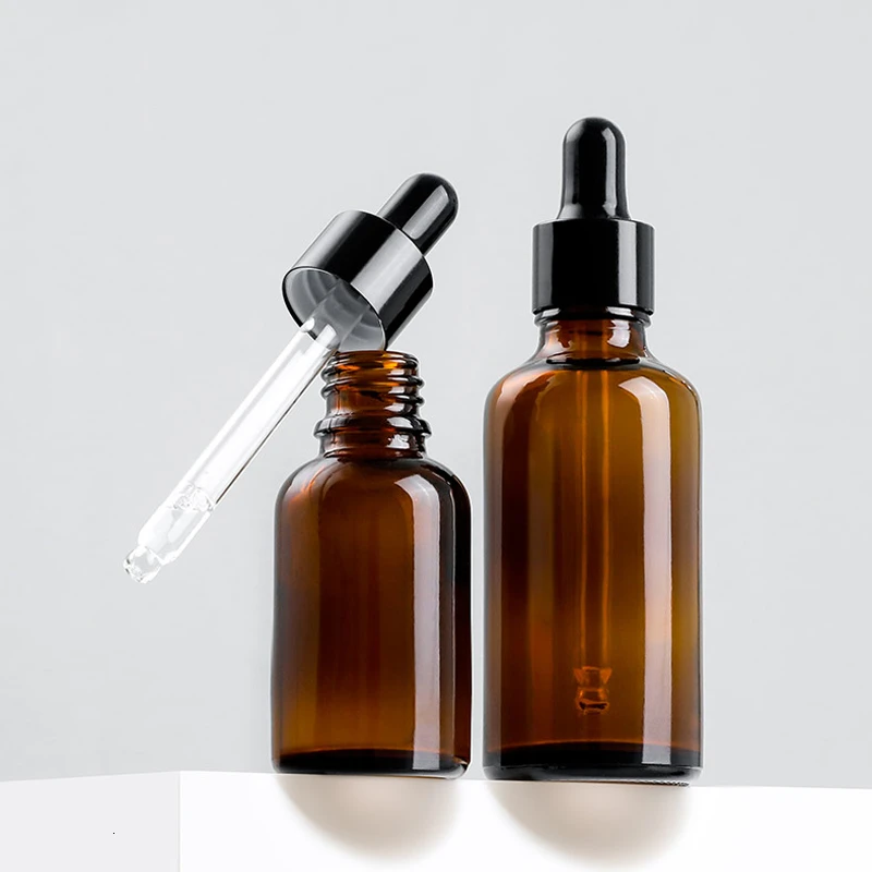 

10ml Amber Glass Dropper Bottle Empty Essential Oil Container Refillable Tea Tree Oil Aromatherapy Perfume Liquid Pipette Bottle