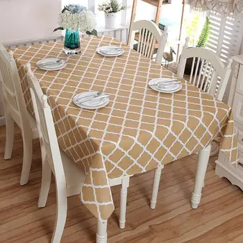 

Yellow Plaid Rectangular Table Cloth Water Resistant Oil-proof Tablecloth Household Table Cover Decorative Obrus Tafelkleed
