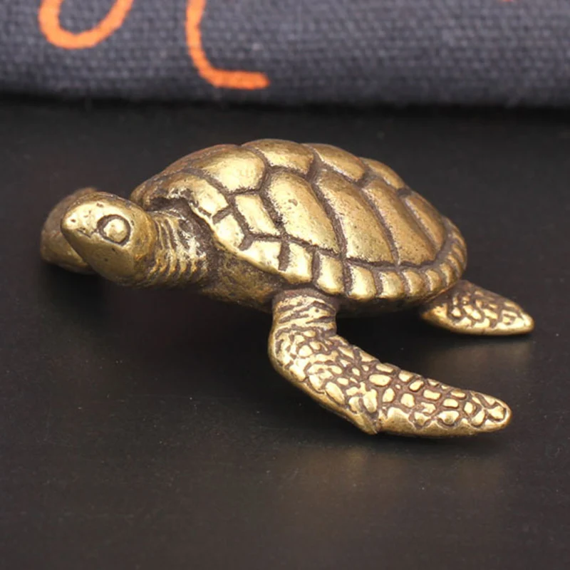 Solid Brass Turtle Small Decorations for Living Room Vintage Copper Sea Animal Miniature Figurines Desk Ornament Decors Bronze miniature figurines turtle ornament