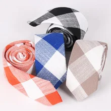 Новинка, Модный хлопковый льняной галстук, черный, белый, в клетку, с принтом, 6,5 см., тонкий галстук для мужчин, деловой, Свадебный, обтягивающий, для клиентов, галстуки, подарки