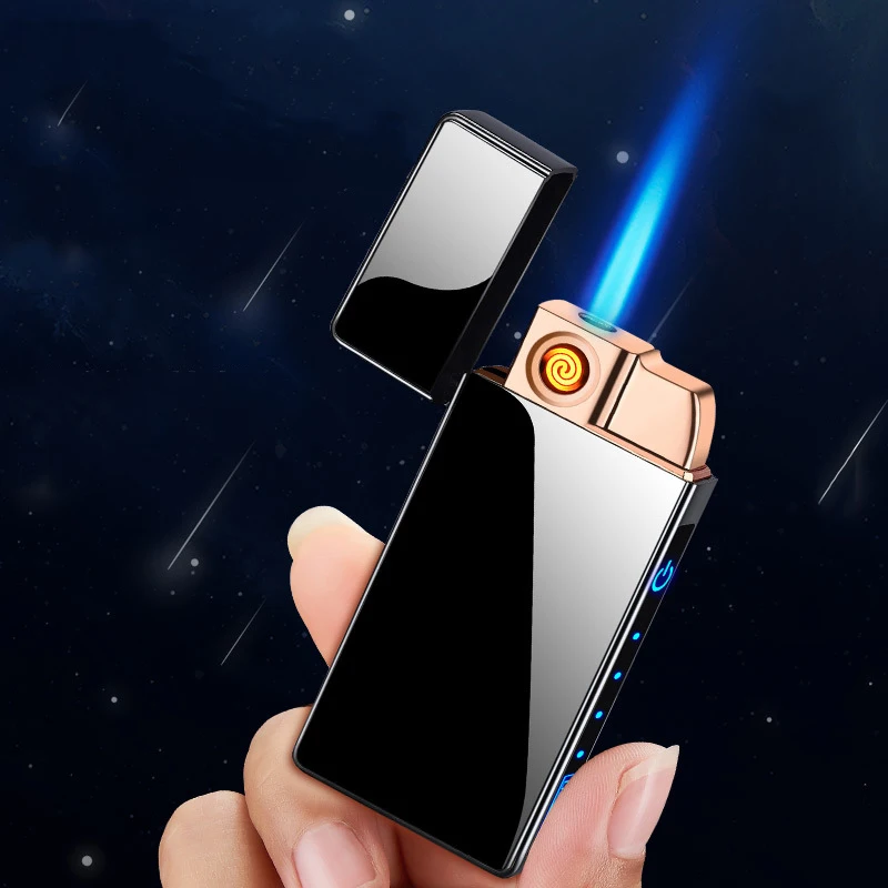 

Loud Sound Lighter Creative Personality Straight Into The Blue Flame Charging Windproof Gas-electric Dual-use Lighter Mens Gift