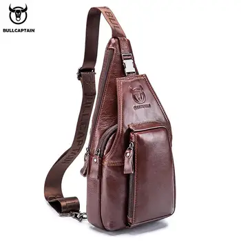 

BULLCAPTAIN Crossbody Bags Men's Chest Bag Designer Messenger Bag Men Leather Shoulder Bag Male Diagonal Pack Travel Package