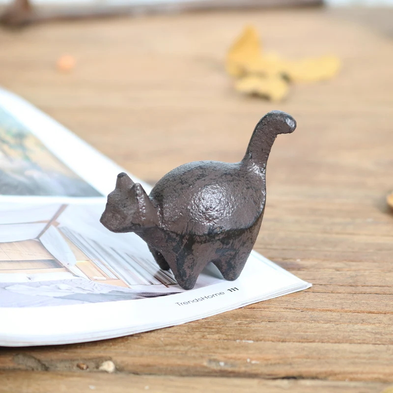 Rustic Mini Cat Dog Pig Cow Elephant Camel Rhinoceros Unicorn Figurines Cast Iron Paper Weight Home