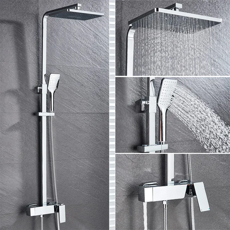 Смеситель для ванной комнаты хромированная/черная Душевая насадка кран для ванны настенный смеситель для ванны смеситель для душа душевой кран душевой набор смеситель - Цвет: Chrome
