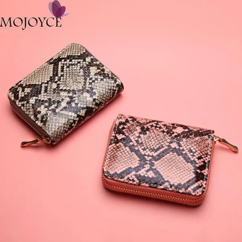 

Fashion Snake Print PU Leather Clutch Women Short Purse Female Serpentine Casual Small Zipper Wallet Card Holder
