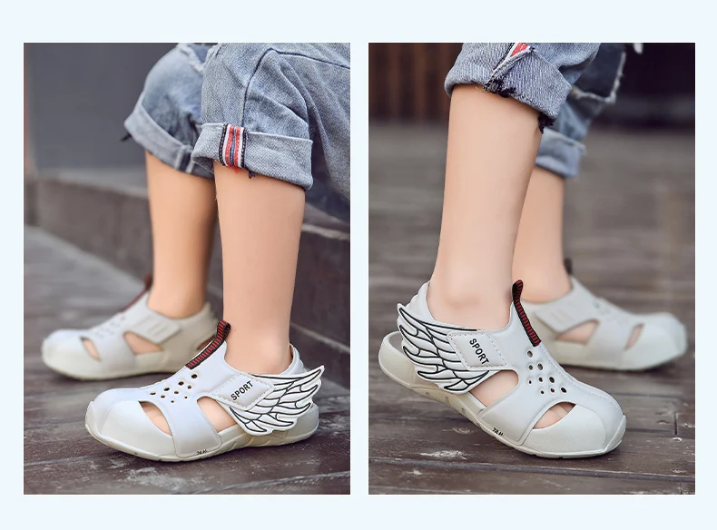 TuYao Girls Brand Designer Sandal Toddler Water Little Boy Shoes Summer Beach Lightweight Soft Non-slip Infant Wing Shoes