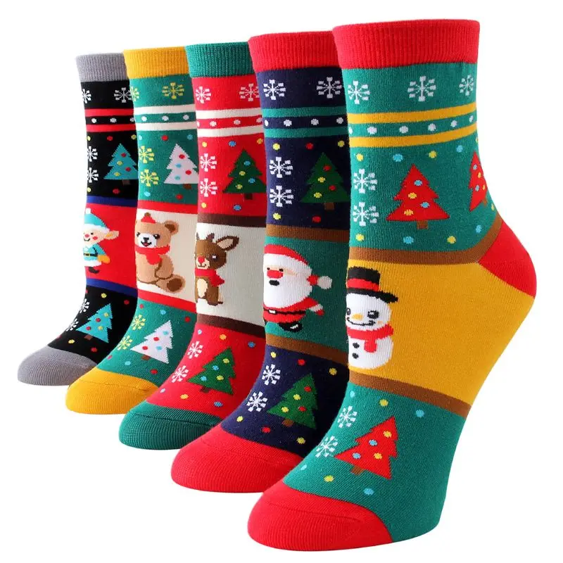 4 пары носков унисекс для рождественских праздников; хлопковые носки в полоску с героями мультфильмов; 95AB