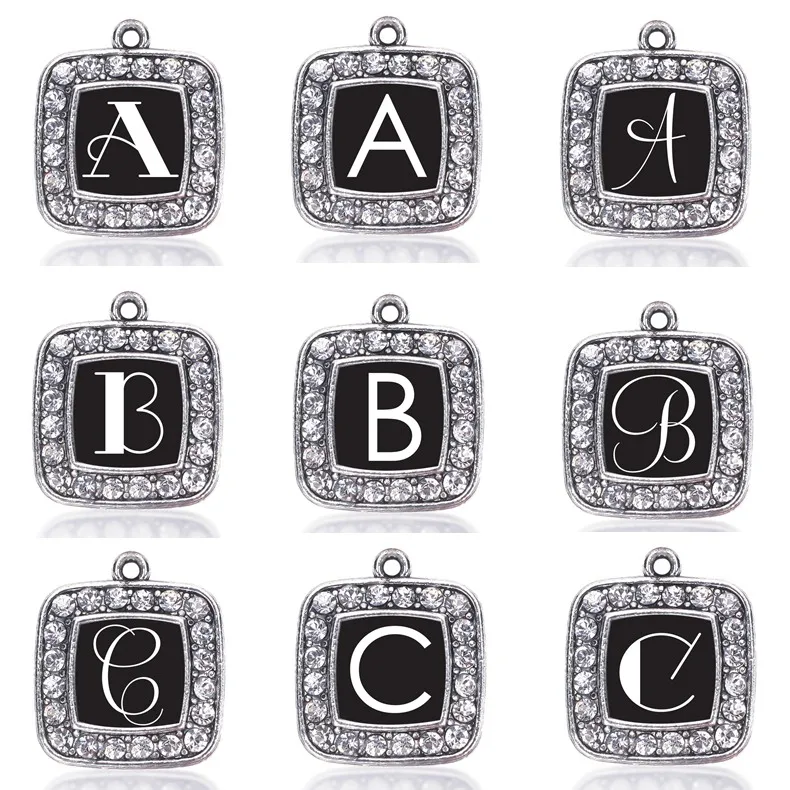 

MY SCRIPT VINTAGE INITIALS - LETTER A-C SQUARE CIRCLE CHARM