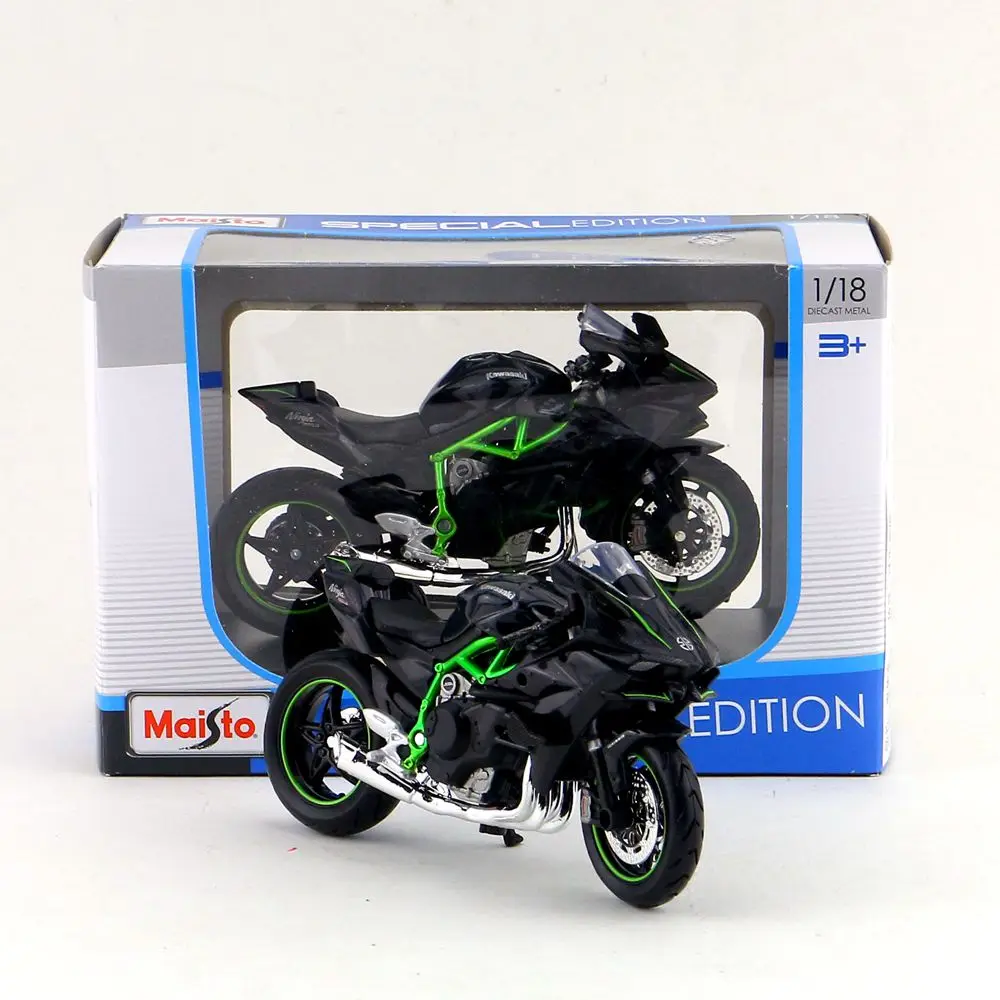 Black Kawasaki Ninja H2 R 1:18 Kids Diecast Dirt Bike Motocross Motorcycles Toy 