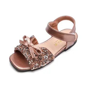 

2020 Kids Girls Summer Shoe Little Girls Sandals Leather Big Children Diamond Princess Beach Sandals For 3-12 Year Old