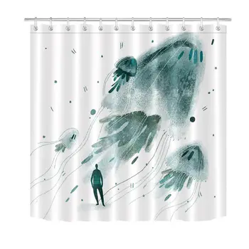 

Abstract Watercolor Pattern Shower Curtain & Hooks Unique Bathroom Polyester Fabric