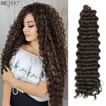 22"28"Freetress Deep Wave Twist Crochet Hair Synthetic Soft Deep Twist Braiding Hair Extensions Omber Ocean Wave Hair For Women 1