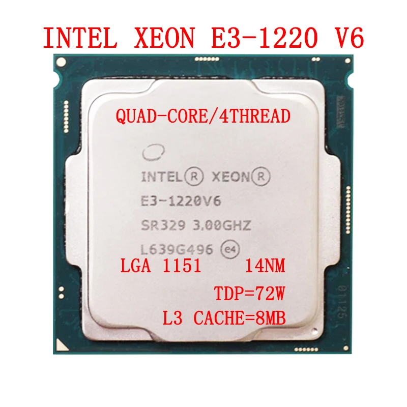 US $225.72 Intel Xeon Processor E31220 v6 e3 1220 v6 8M cache 300 GHz TDP 72W QuadCore LGA 1151 Server CPU