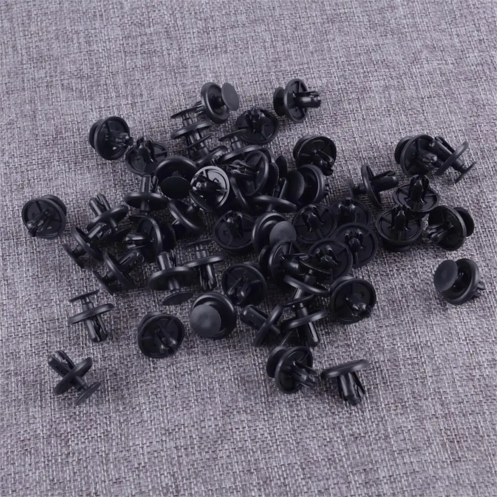 DWCX 50pcs Black Plastic Engine Under Cover Push Type Retainer Clips