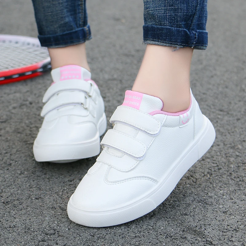 2019 Witte Sneakers Kids Schoenen Beer Bodem Sport Schoenen Met Klittenband School Kinderen Trainers Maat 26 37|Sportschoenen| - AliExpress