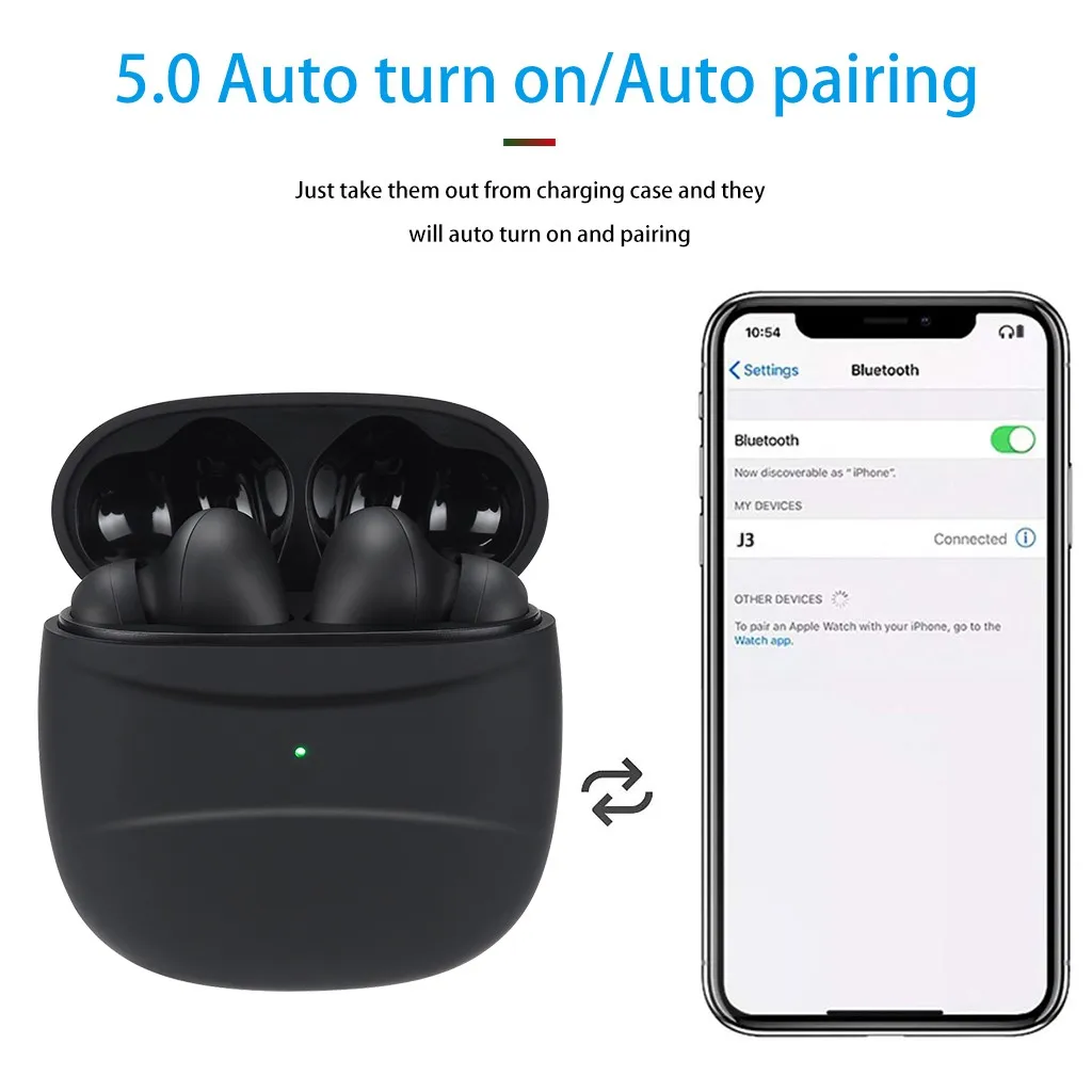 J3 tws 5,0 беспроводные наушники Bluetooth наушники-вкладыши Спортивная гарнитура наушники для мобильного телефона Android с Pods чехол