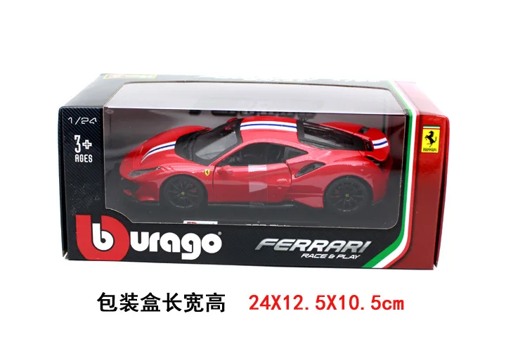 Burago 1:24 модель модели автомобиля из искусственного сплава для Ferrari 488 pista литой под давлением спортивный автомобиль модельные игрушки, коллекционные для мужчин детей Gfit