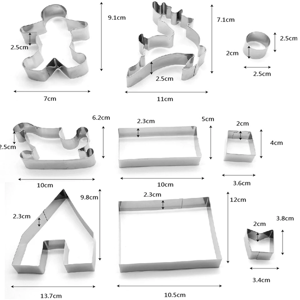 Transhome Рождественский Пряничный дом 9 шт. нержавеющая сталь 3D дом лося формочки для печенья, бисквита формы торта украшения инструменты печенья - Цвет: 9 PCS