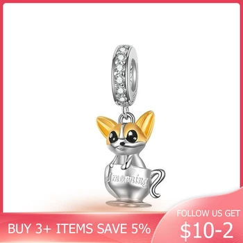 

CodeMonkey Silver Pet Dog Pendant Charm for Bracelet 925 Sterling Silver Original Cup Puppy Charms Women Brand Jewelry CMC1214