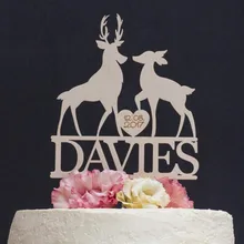 Изготовленный На Заказ олень торт Топпер бак и Доу свадебный торт Топпер лес свадебный Декор персонализированные свадебные парные торт Топпер