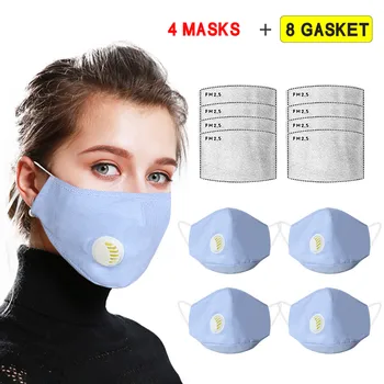 

4pcs masques+ 8pc Filter Gasket Reusable Dustproof Quick-drying With Breathing Valve Respirator mascaras Bag Parts & Accessories