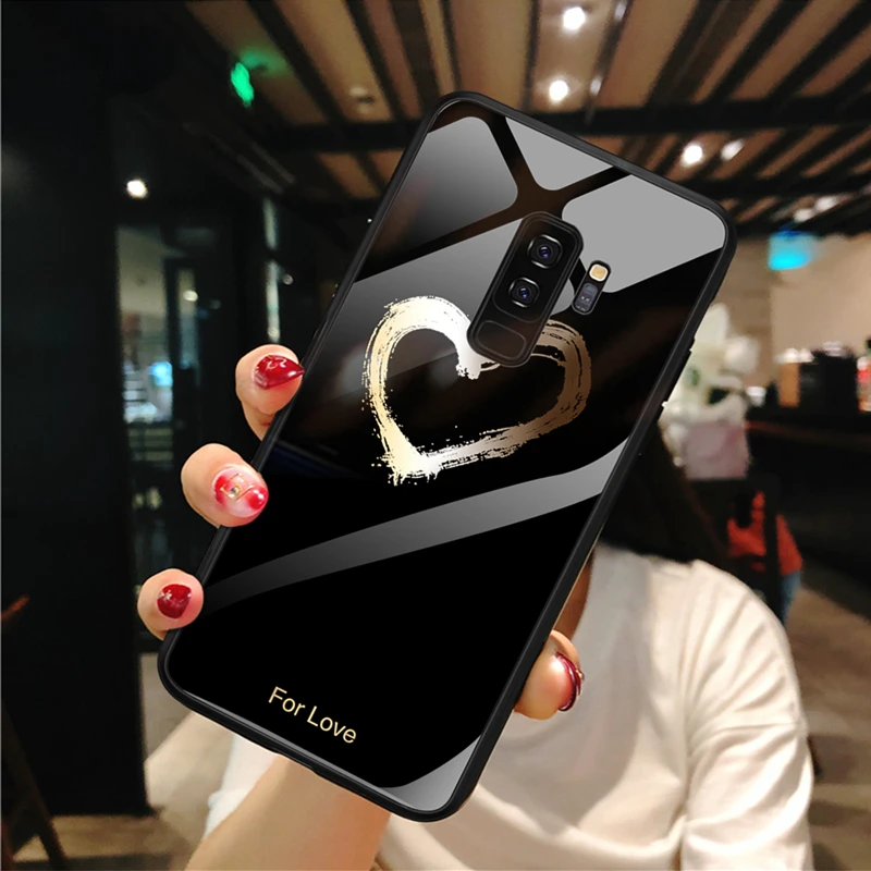 Закаленное Стекло чехол для телефона для samsung S8 S9 S10 плюс S10e A20 A10 A30 A50 A70 M20 A7 3D чехол с рисунком в армейском стиле, с принтом в виде цветов и мягкий чехол - Цвет: HeiJ