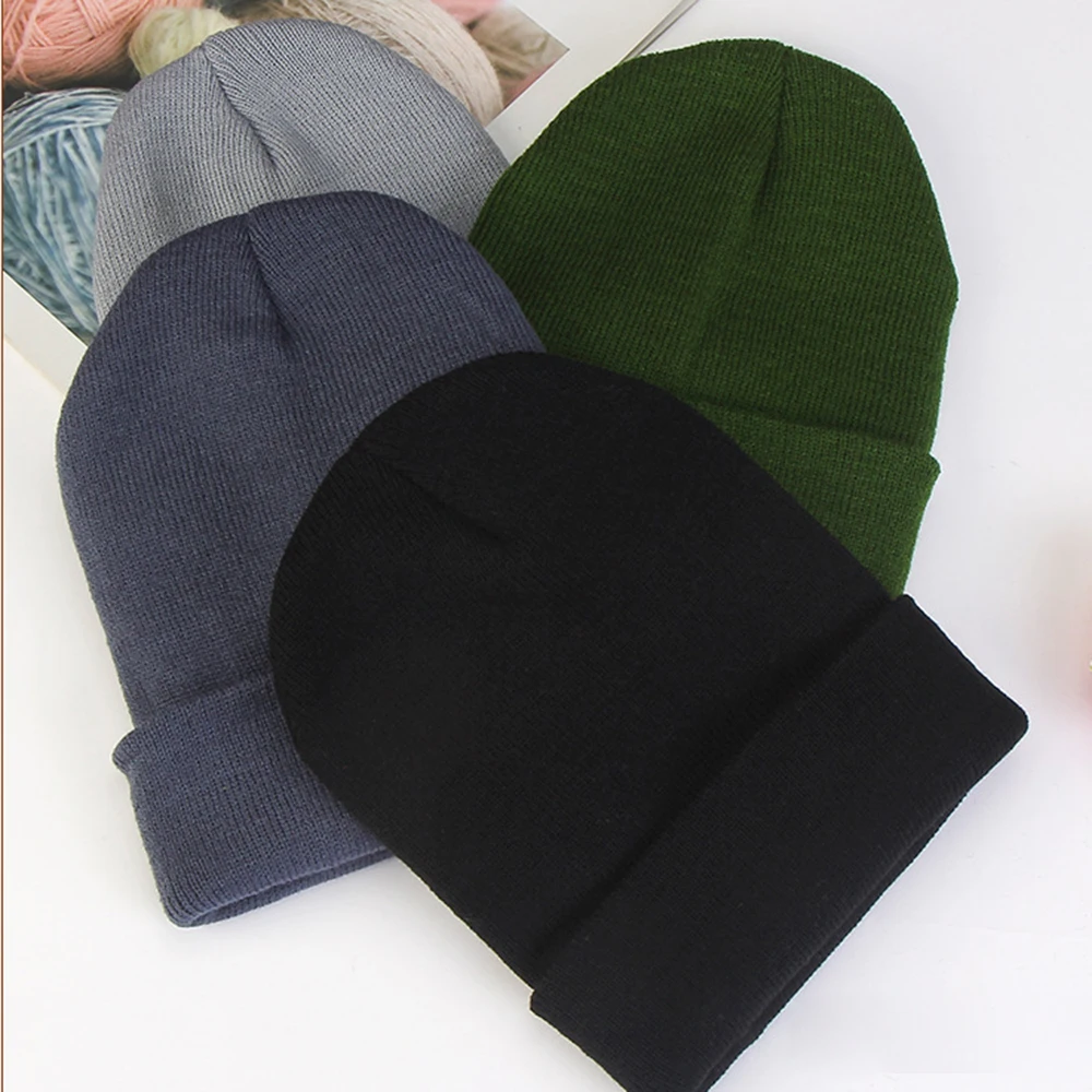 2019 Fashion 19 Colors Knitted Neon Women Beanie Girls Autumn Casual Elastic Cap Women's Warm Winter Hats Unisex Gorros Hombres