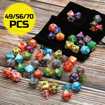 

49/56/70Pcs Digital Dice Set TRPG DND Game Polyhedral Acrylic Dices Set For RPG Dungeons and Dragons Board Games + Storage Bags