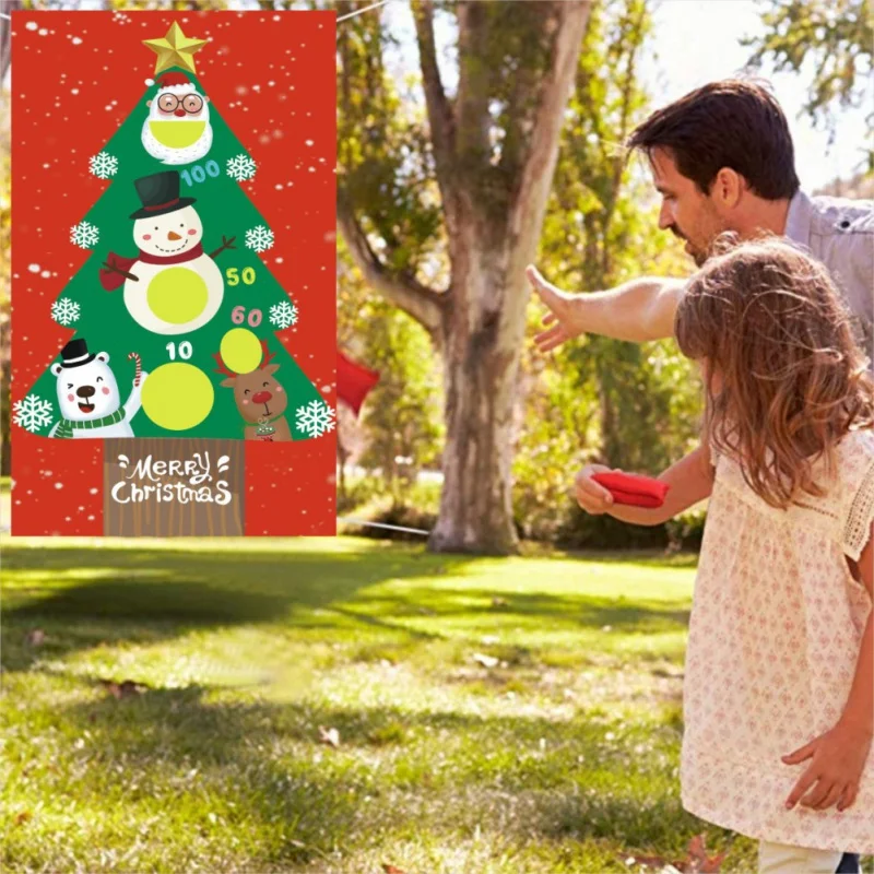 

2020 Christmas Bean Bag Hanging Toss Games Xmas Carnival Games Indoor Outdoor Throwing Games Props For Kids And Adults