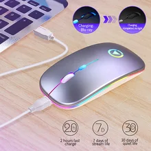 For Laptop PC Lightweight Mouse Portable Colorful Light Bluetooth Rechargeable Mute Wireless Office Buisiness Mouse
