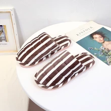 Зима ; Теплая обувь на меху; Модные Полосатые тапочки; Мужская обувь; хлопковые тапочки для мужчин; домашняя обувь; Брендовые мужские домашние хлопковые тапочки