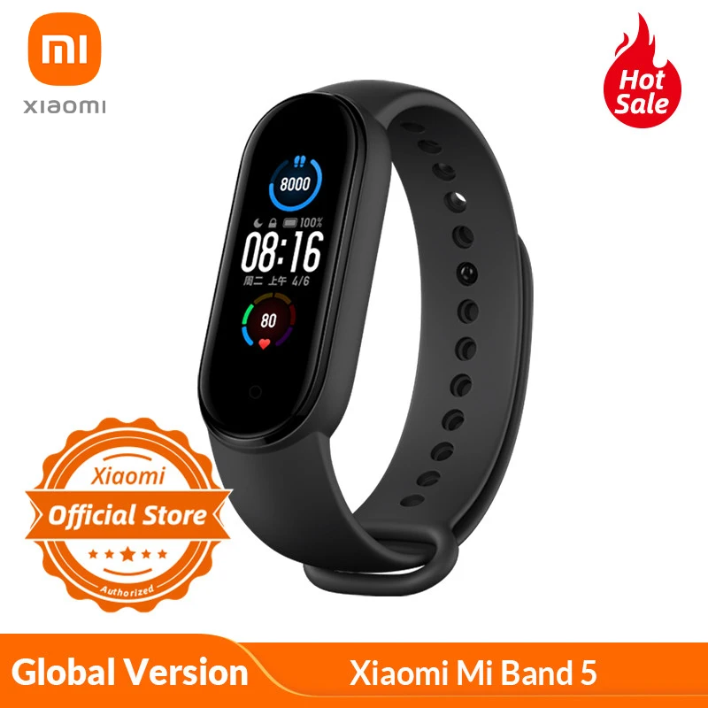 Смарт-браслет Xiaomi Mi Band 5 водонепроницаемый 4 цвета AMOLED-экран фитнес-трекер Bluetooth