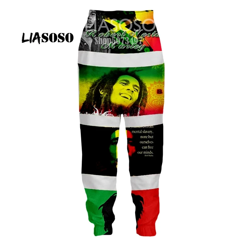 LIASOSO Autumn New fashion Men Women Fashion Pants 3D Print Singer Bob Marley Trousers Casual Fitness Loose Hip hop Men Trousers