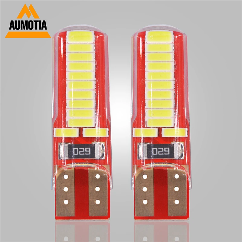 100 шт. T10 Led Автомобильный Стайлинг W5W 192 168 24smd силикагель Авто Клин боковой светильник разрешение на парковку пластины лампы 4014