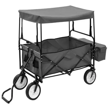 

Foldable Handcart With Gray Steel Sunroof Heavy Duty Trolley Folding Luggage Cart Portable Travel Trailer Shopping Cart