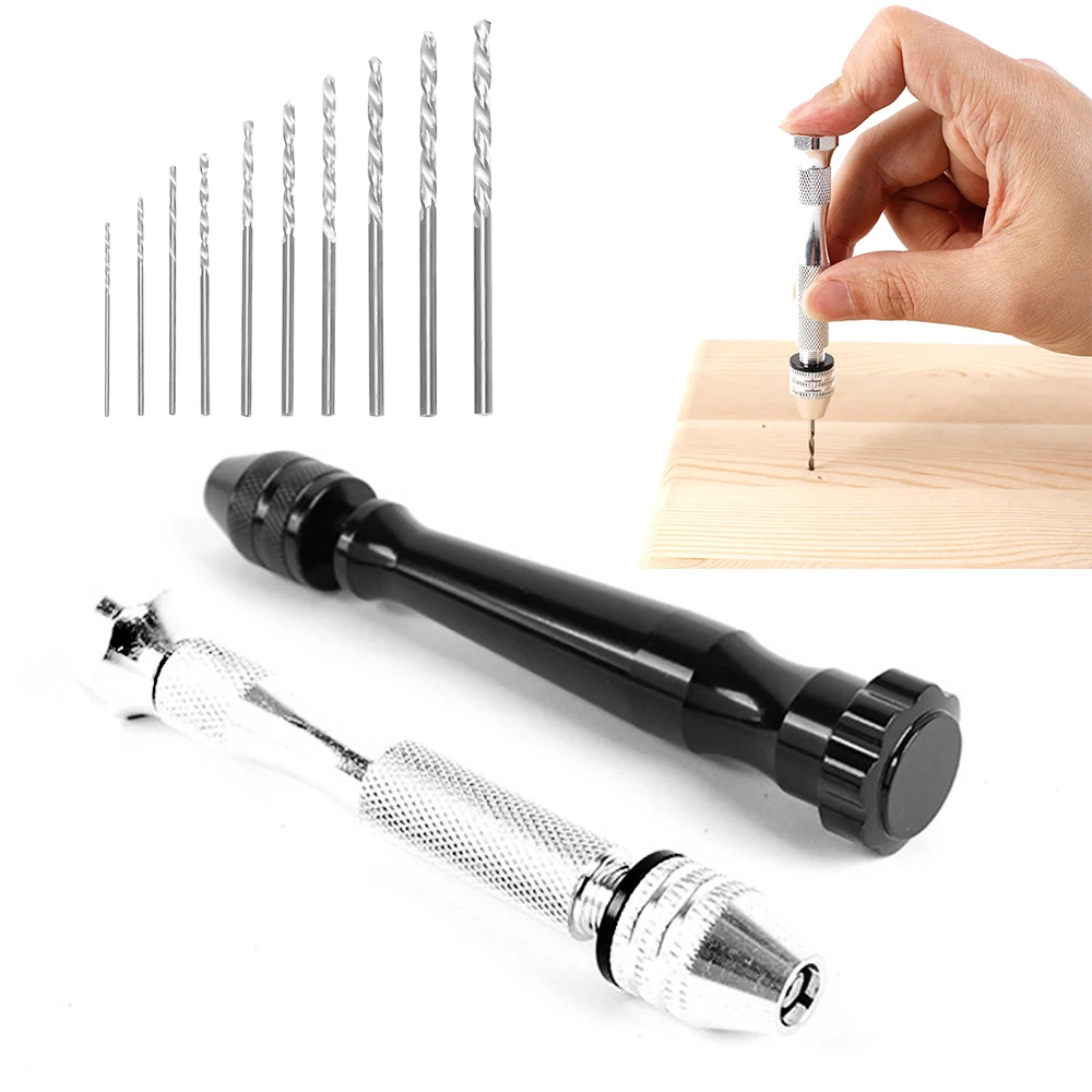 

Mini Keyless Chuck Alloy Hand Drill Metric Spiral Hole Tool Woodworking Rotary Drill Tool Chisel Tool
