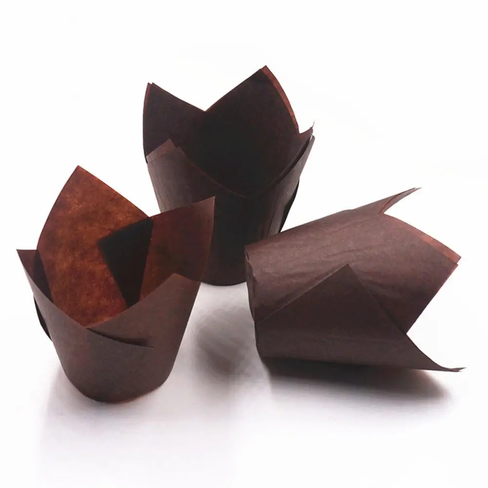 

TPFOCUS Baking Cups Simple plastic bag Anti-Oil Flame Shape Baking Cups Cupcake Wrapper Muffin Kitchen Home Bakeware 50PCS